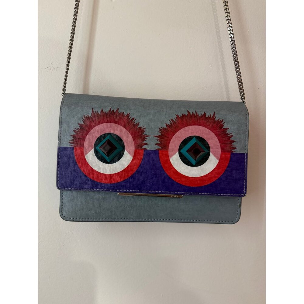 Fendi Blue Monster Wallet W/ Chain - Picture 1 of 5